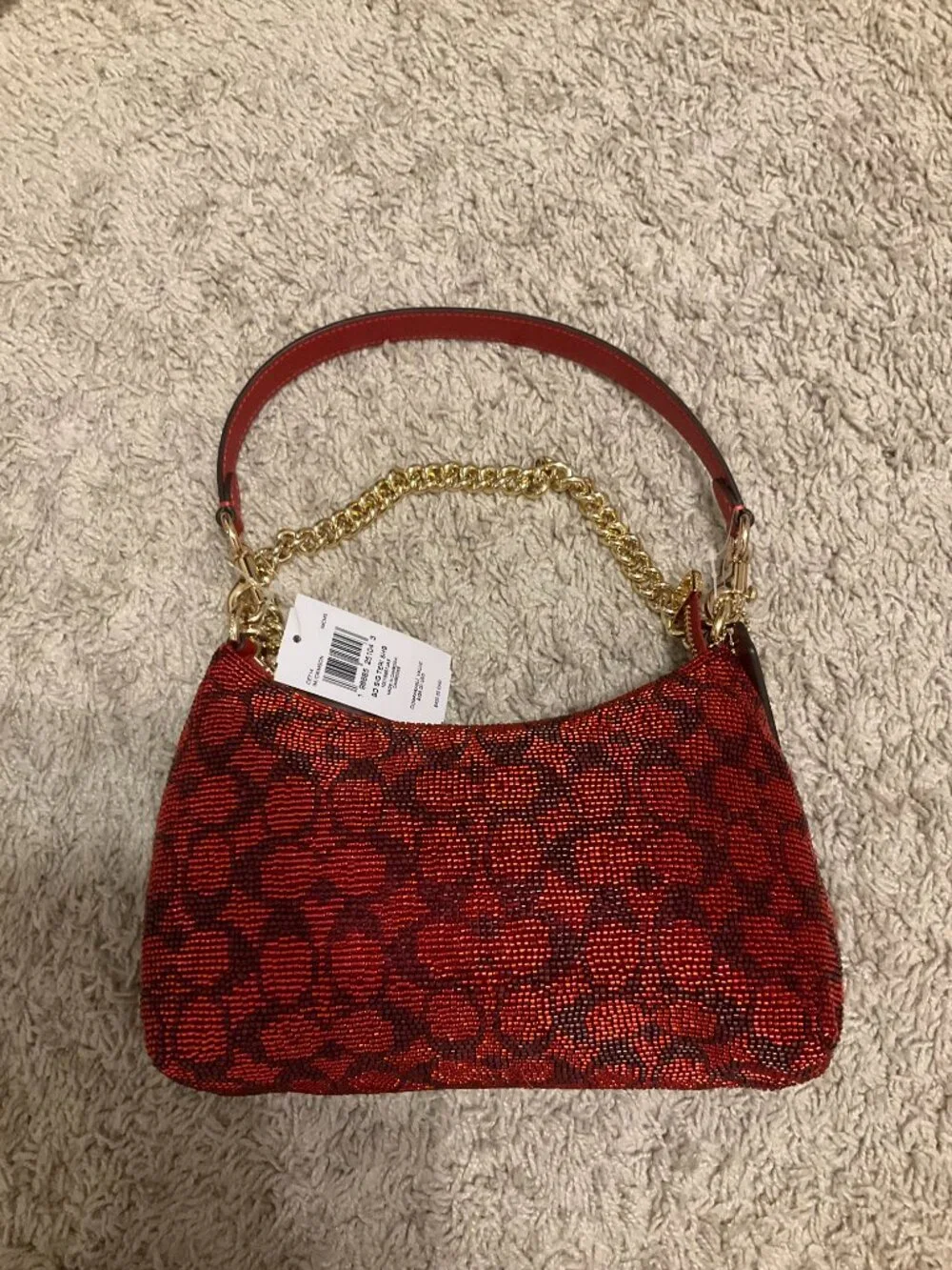 Coach teri shoulder bag in signature veaded satin. beaded SIGNATURE / GOLD /crim